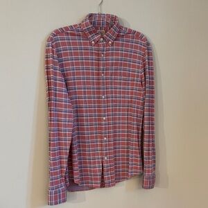 Faherty Red and Blue Plaid Button Down Shirt - Medium